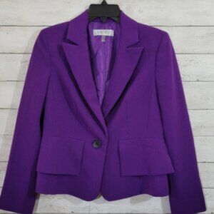 Kasper One Button Crepe Blazer Jacket Work Career Office Size 4 Petite